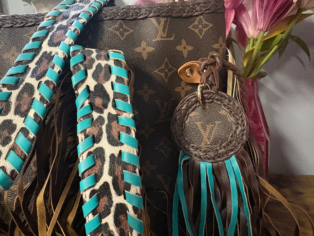Teal and Leopard Shoulder Bag