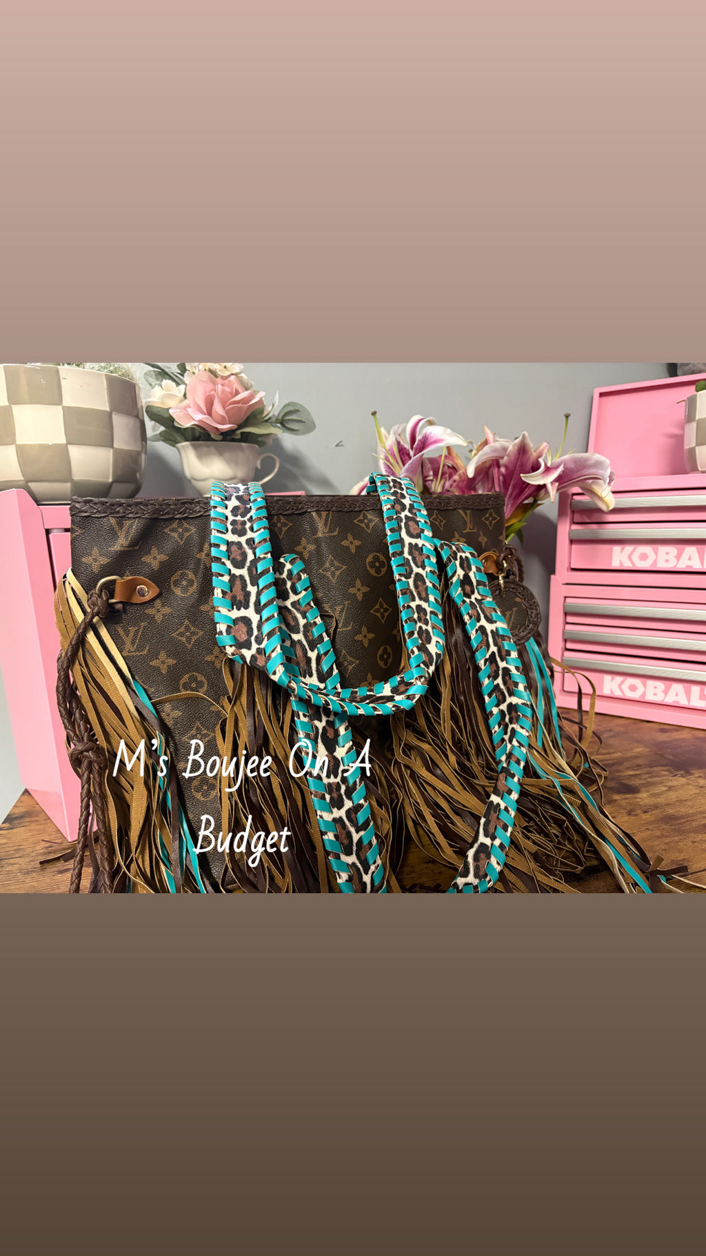 Teal and Leopard Shoulder Bag
