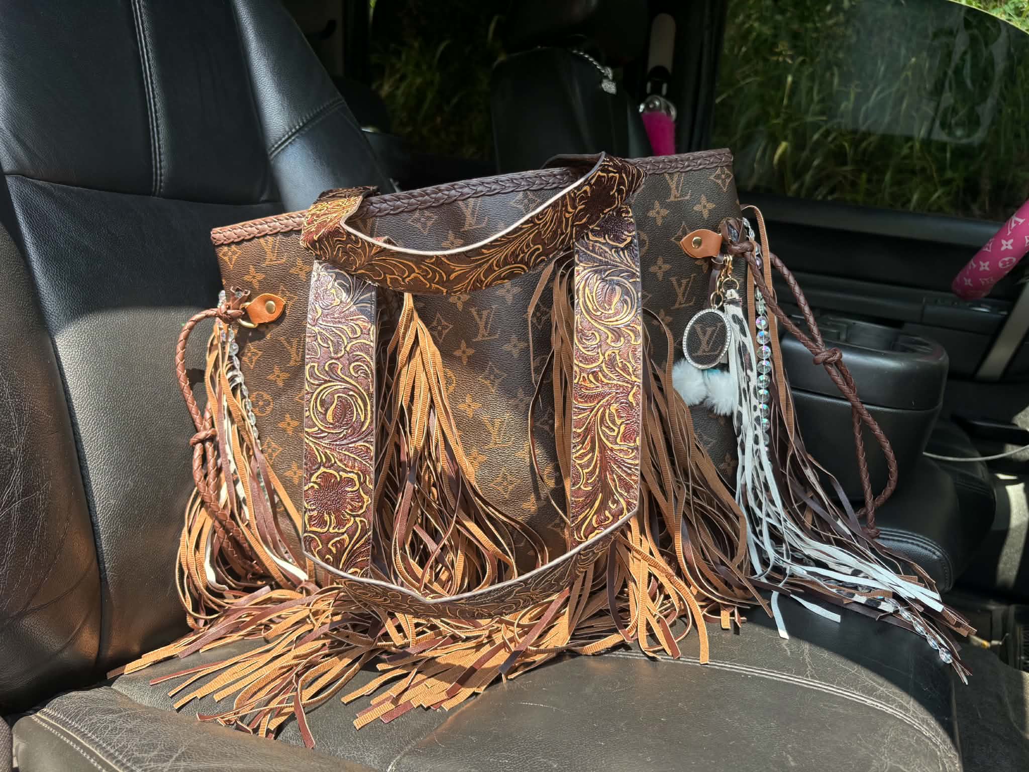 Tooled Fringe Tote Bag